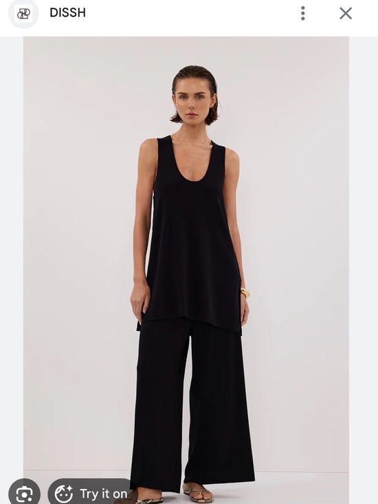 DISSH Pants - DISSH Tunic top and Black Wide Leg Pants set